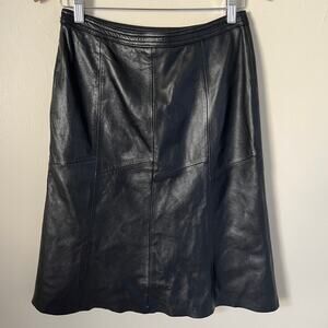 Halogen Black A-Line Skirt 100% leather sz 4